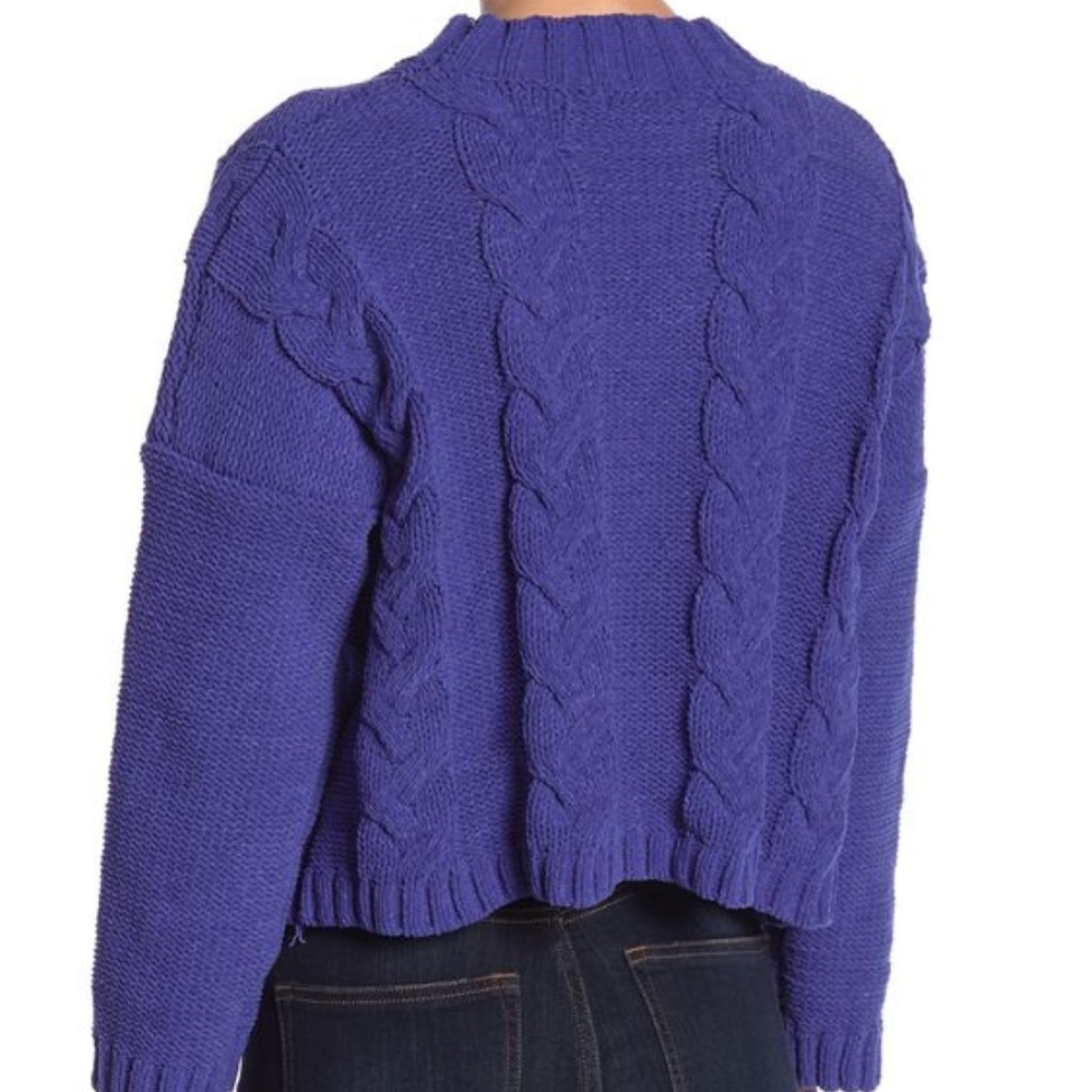 *SOLD* NWOT Cotton Emporium Cable Mock Sweater Blue Sz L - Picture 3 of 7